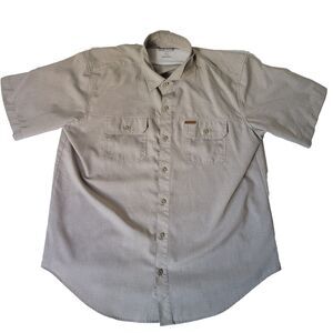 Orvis Mens XL Tan Short Sleeve Button Front Shirt Classic Collection Outdoor